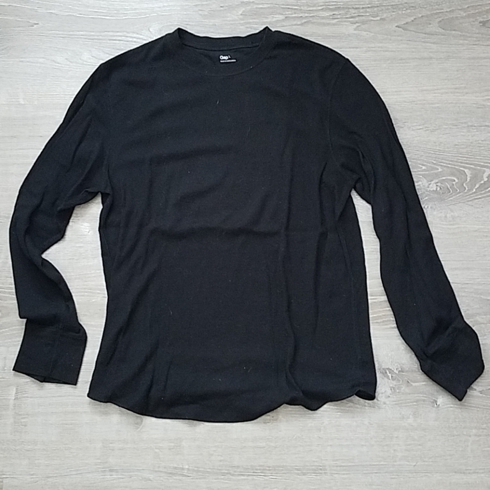 Gap Long Sleeved Waffle Shirt, Black Size L